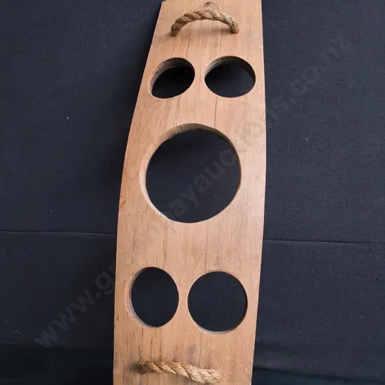 BARRELL STAVE SERVING PLATTER (holes are for holding bowls), H 87 CM