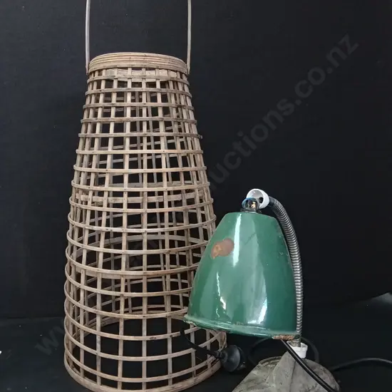 BAMBOO LANTERN H53CM AND LAMP