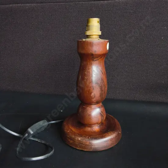 VINTAGE TURNED WOOD MID CENTURY TURNED WOOD TABLE LAMP BASE, H 26 CM