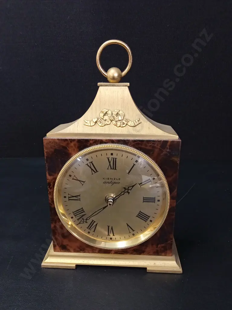 VINTAGE KIENZLE BRASS MANTEL CLOCK H24CM Image 1++