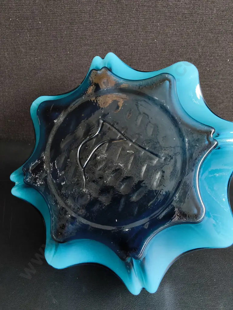 VINTAGE RIPPLED GLASS VASE, MID CENTURY MODERN, H 18 CM Image 1++