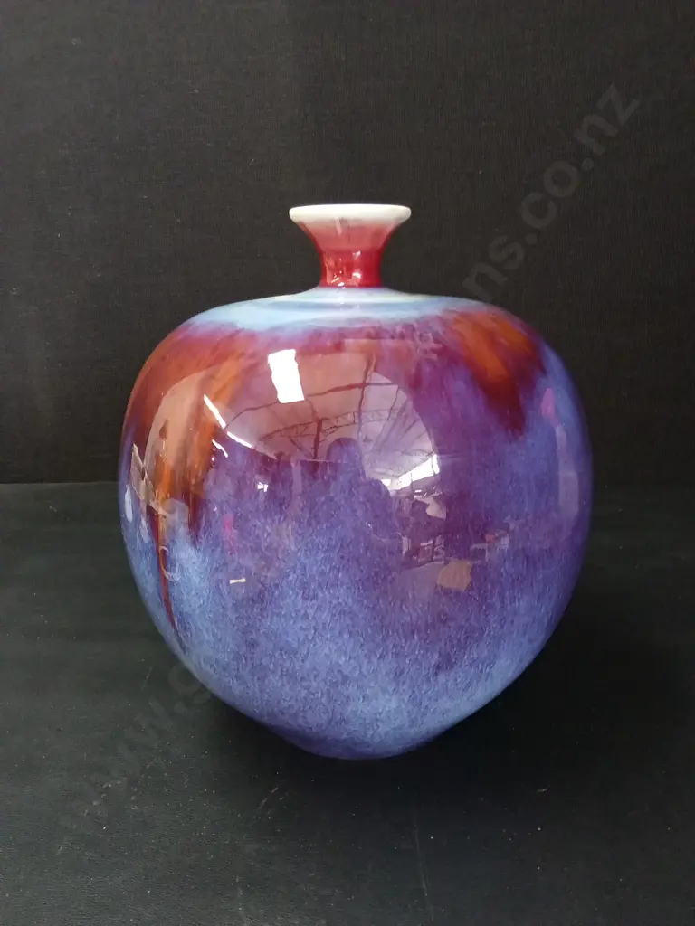 FLAMBÉ CERAMIC BULBOUS VASE H28CM Image 1++