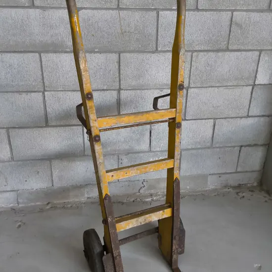 VINTAGE WOODEN HAND TRUCK, H 1.2 M