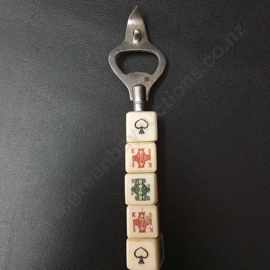VINTAGE POKER DICE BOTTLE AND CAN OPENER