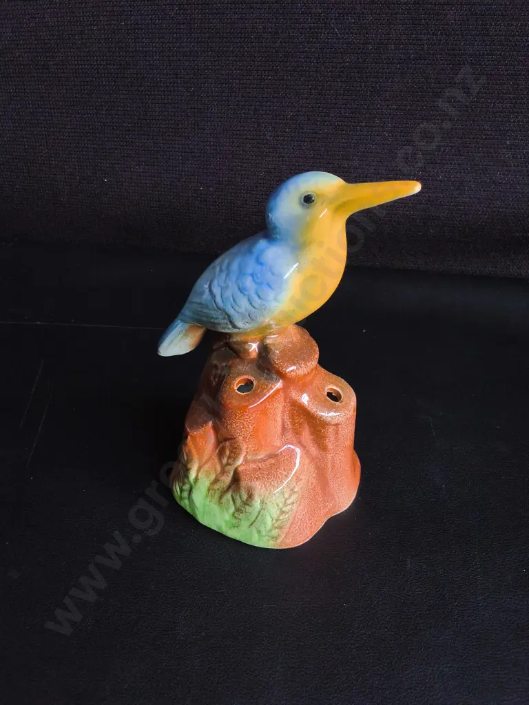 VINTAGE CROWN LYNN KINGFISHER FLOWER FROG, H 15 CM Image 1++