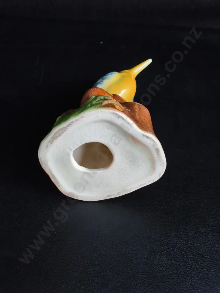 VINTAGE CROWN LYNN KINGFISHER FLOWER FROG, H 15 CM Image 1++