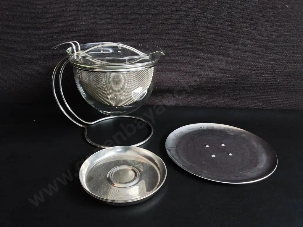 VINTAGE MONO FILIO GLASS TEAPOT WITH INTEGRATED WARMER BASE SET, H 18 CM Image 1++