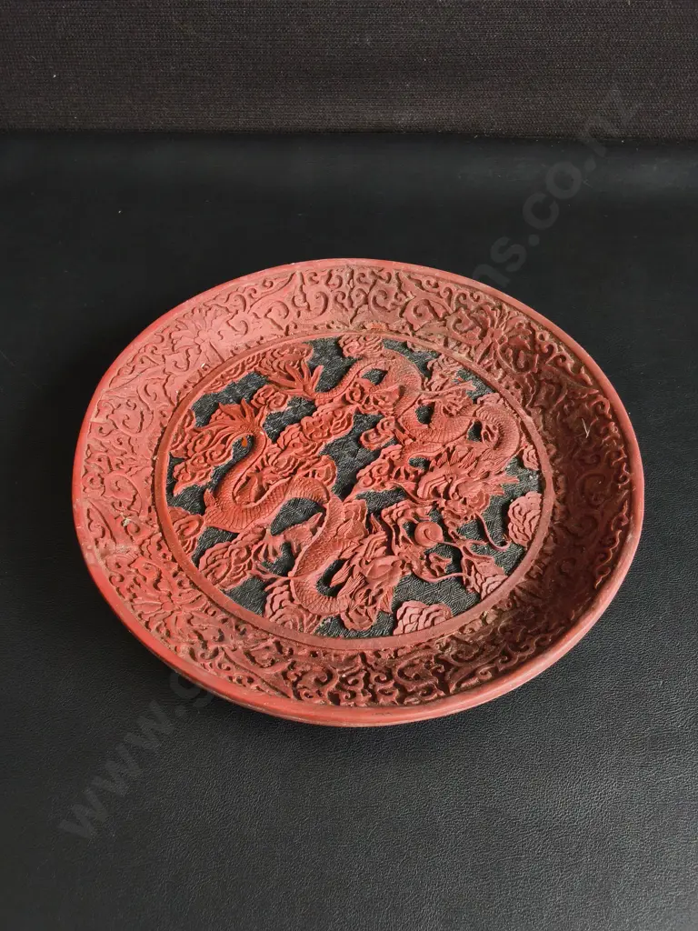 VINTAGE CHINESE CARVED PLATE, DIA 28 CM Image 1++