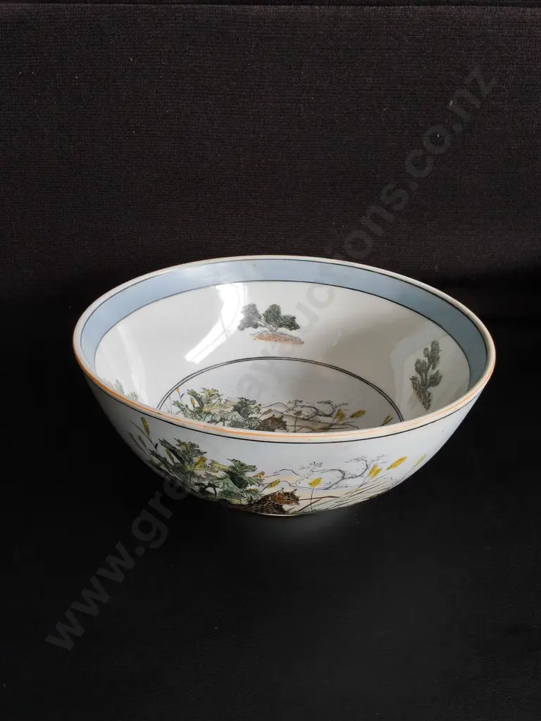 VINTAGE CHINESE "YOU XIAN JU JIANZHI" FAMILLE ROSE STYLE LARGE PORCELAIN BOWL, DIA 25 CM Image 1++