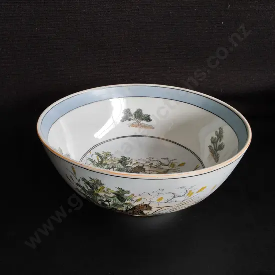 VINTAGE CHINESE "YOU XIAN JU JIANZHI" FAMILLE ROSE STYLE LARGE PORCELAIN BOWL, DIA 25 CM