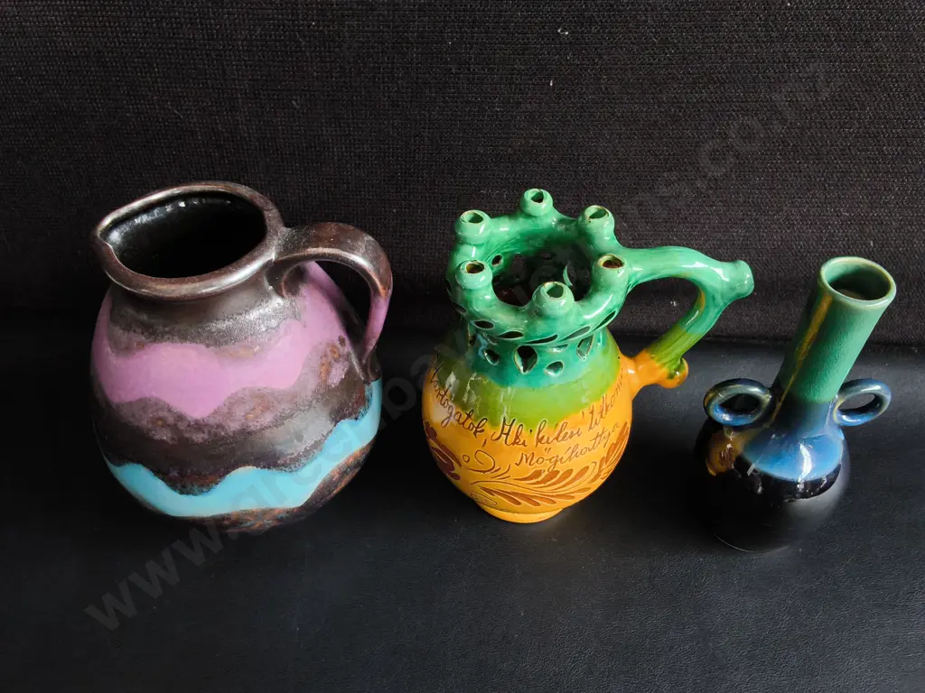 VINTAGE CERAMIC POTTERY, 3 PIECES, TALLEST H 18 CM Image 1++