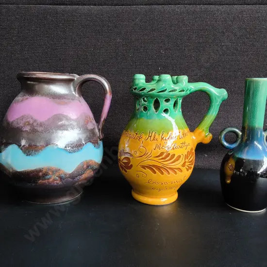 VINTAGE CERAMIC POTTERY, 3 PIECES, TALLEST H 18 CM