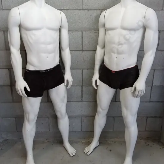 PAIR OF LIFE SIZE MALE MANNEQUINS 165CM TALL