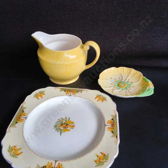 VINTAGE ART DECO TABLEWARE, 3 PIECES, TALLEST H 11 CM