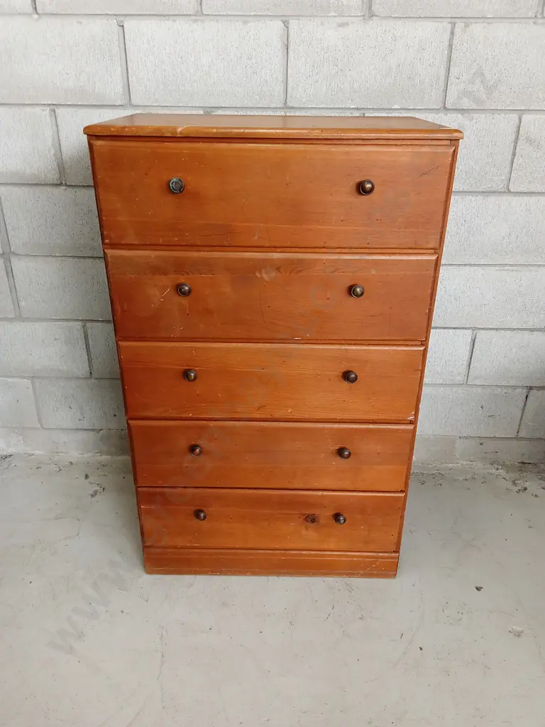 WOODEN CHEST OF DRAWERS, H 110CM X W 68CM D 38CM Image 1++
