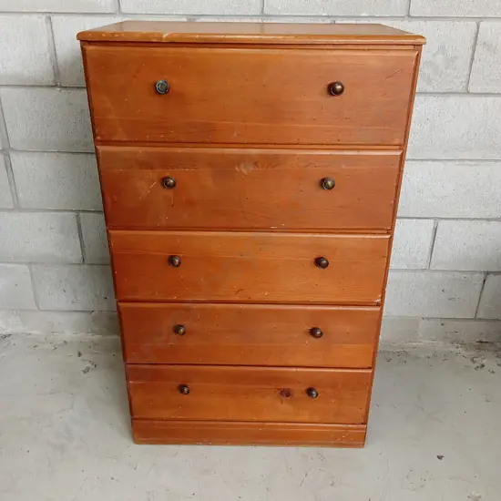 WOODEN CHEST OF DRAWERS, H 110CM X W 68CM D 38CM