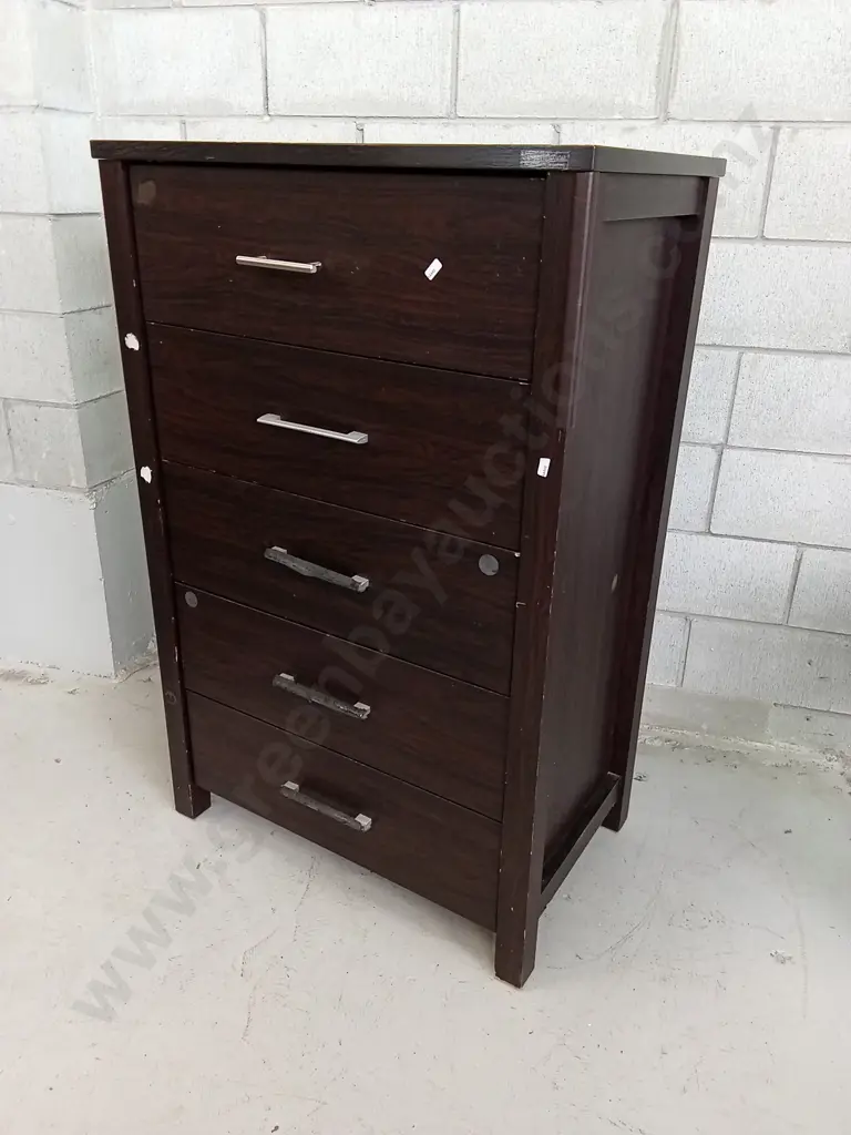 DARK CHEST OF DRAWERS, H 124CM X W 80CM X D 50CM Image 1++