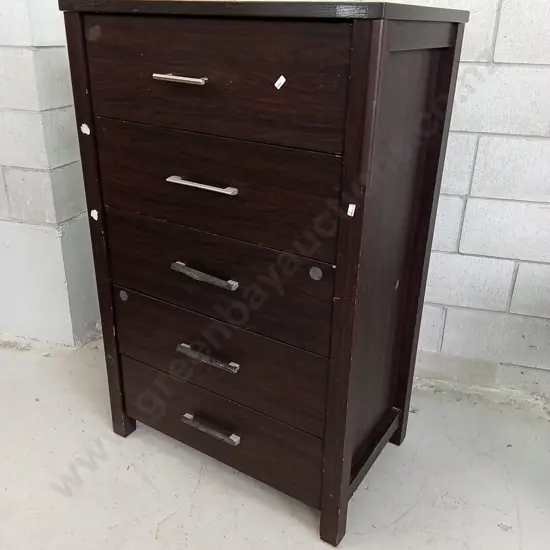 DARK CHEST OF DRAWERS, H 124CM X W 80CM X D 50CM