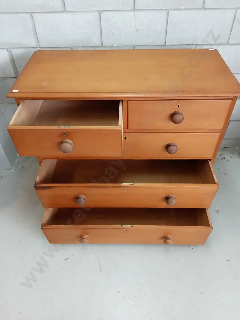 VINTAGE WOODEN CHEST OF DRAWERS, H 96CM X W 106CM X D 50CM Image 1++