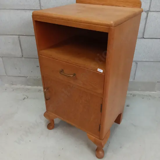 VINTAGE WOODEN BEDSIDE TABLE, H 78CM X W 42CM X D 38CM