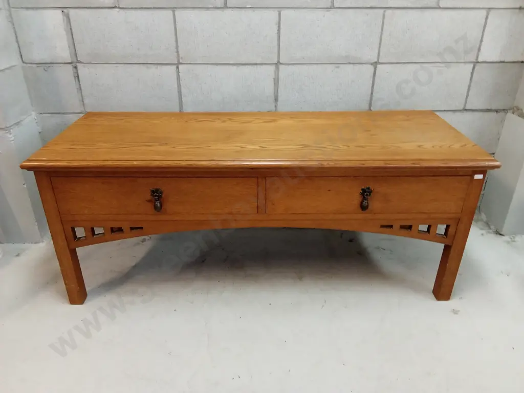 VINTAGE WOODEN CONSOLE, H 56CM W 137CM X D 50CM Image 1++