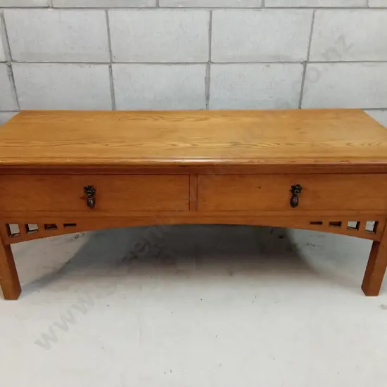 VINTAGE WOODEN CONSOLE, H 56CM W 137CM X D 50CM