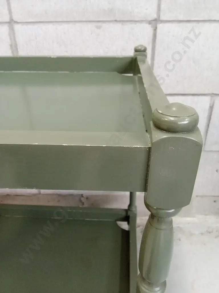 GREEN PAINTED WOODEN SIDE TABLE, H 67CM X W 75CM X D 44CM Image 1++