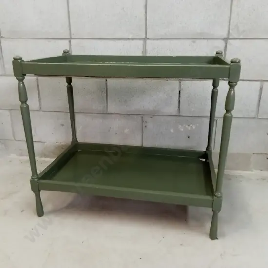 GREEN PAINTED WOODEN SIDE TABLE, H 67CM X W 75CM X D 44CM