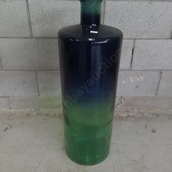 LARGE BLUE AND GREEN GLASS VASE 75CM