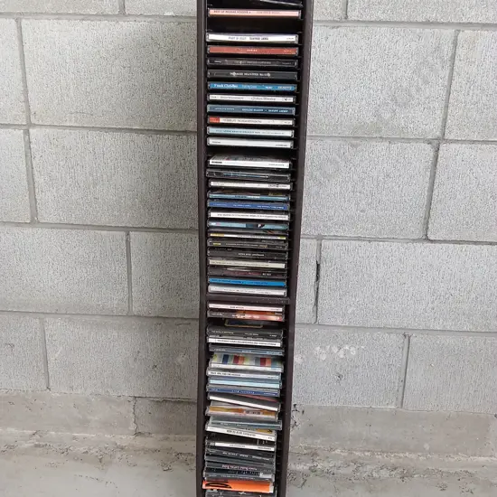VERTICAL CD STORAGE TOWER WITH CONTENTS, 95CM
