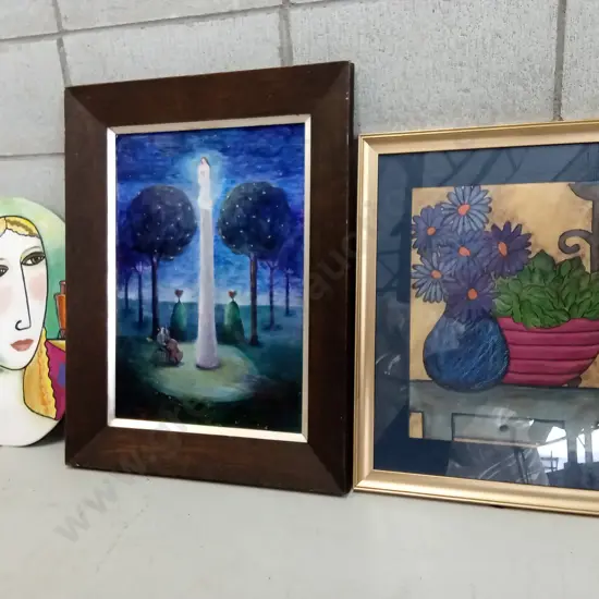 COLLECTION OF VARIOUS ART PIECES, MIDDLE PIECE IS 66CM X 50CM