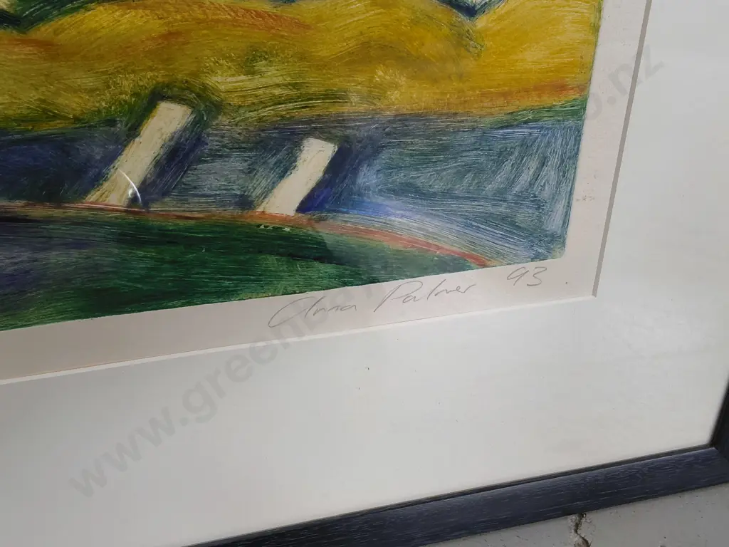SIGNED ANNA PALMER '93 ORIGINAL ARTWORK, "MARAE KERERU III", FRAMED, H 80 CM X W 97 CM Image 1++
