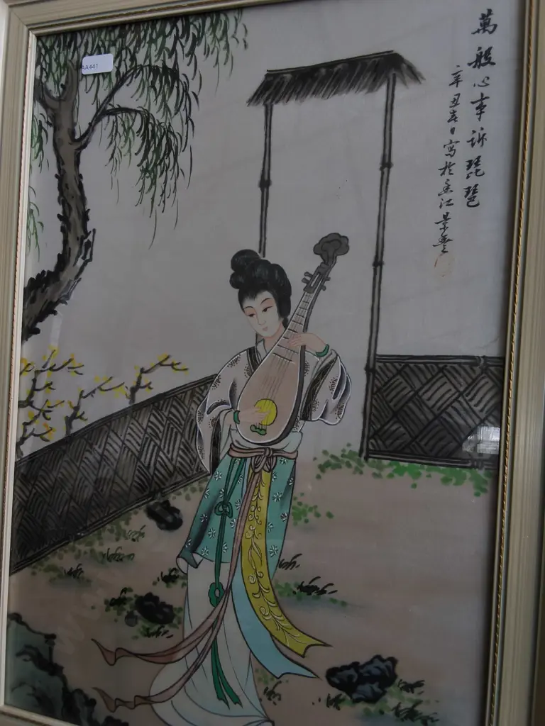 VINTAGE CHINESE GONGBI INK PAINTING, FRAMED, H 57 CM X W 41 CM Image 1++