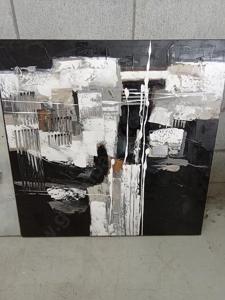 TWO TEXTURED ABSTRACT ART PIECES, 81CM X 80CM Image 1++