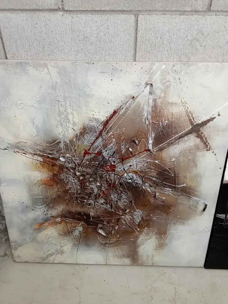 TWO TEXTURED ABSTRACT ART PIECES, 81CM X 80CM Image 1++