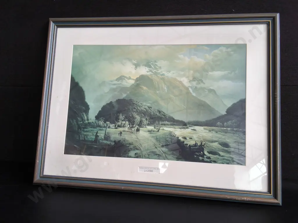 FRAMED JOHN GIBB REPRODUCTION PRINT, "CLEARING UP AFTER RAIN", H 53 CM X 70 CM Image 1++