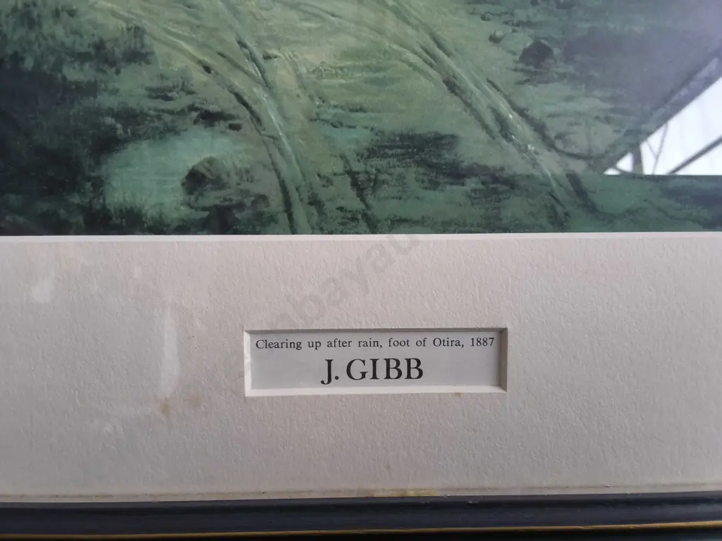 FRAMED JOHN GIBB REPRODUCTION PRINT, "CLEARING UP AFTER RAIN", H 53 CM X 70 CM Image 1++