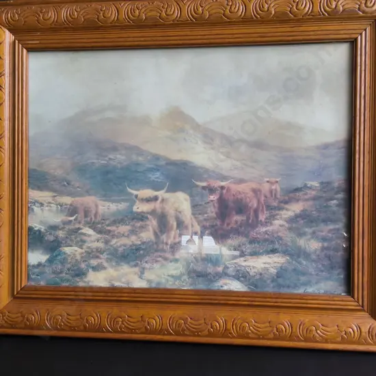 FRAMED VINTAGE LANDSCAPE PRINT BY LOUIS BOSWORTH HURT, H 43 CM X W 53 CM