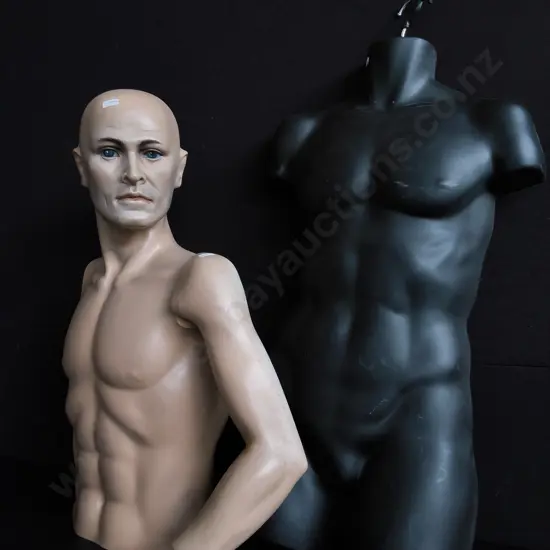 MANNEQUINS, MALE UPPER BODIES, TALLEST H 93 CM
