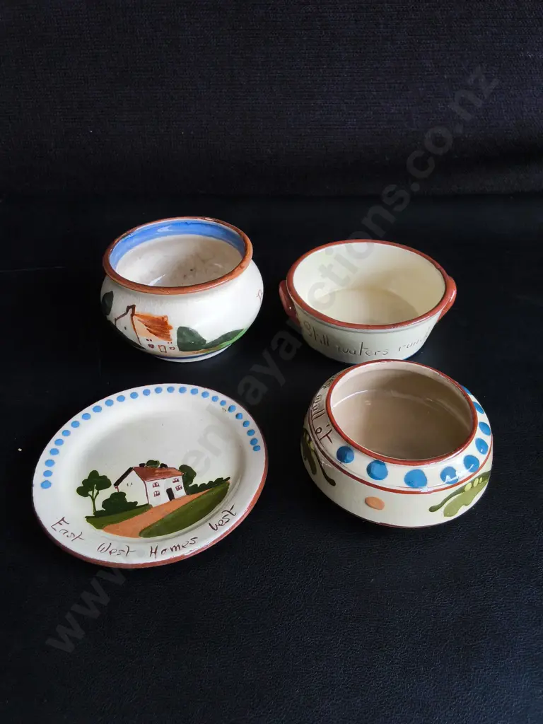 VINTAGE ROYAL WATCOMBE TORQUAY DEVON MOTTO WARE POTTERY SET, 4 PIECES Image 1++