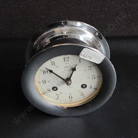 VINTAGE SCHATZ SHIP'S BELL 8 DAY MECHANICAL CLOCK, H 12 CM