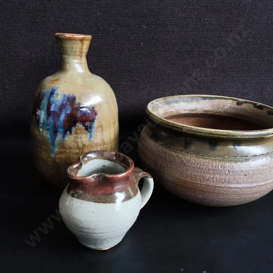 VINTAGE STUDIO POTTERY, 3 PIECES, TALLEST H 21 CM