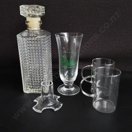 MIX OF VINTAGE GLASSWARE, 5 PIECES, TALLEST H 25 CM