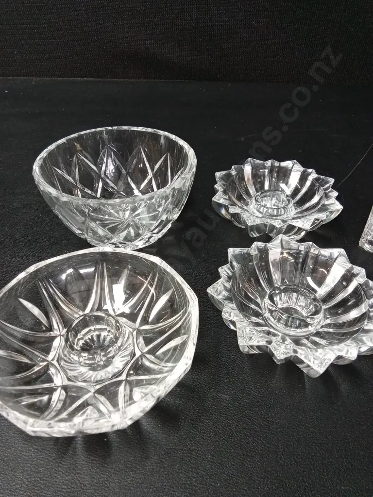 6 VINTAGE GLASS CANDLE HOLDERS LARGEST D10CM Image 1++