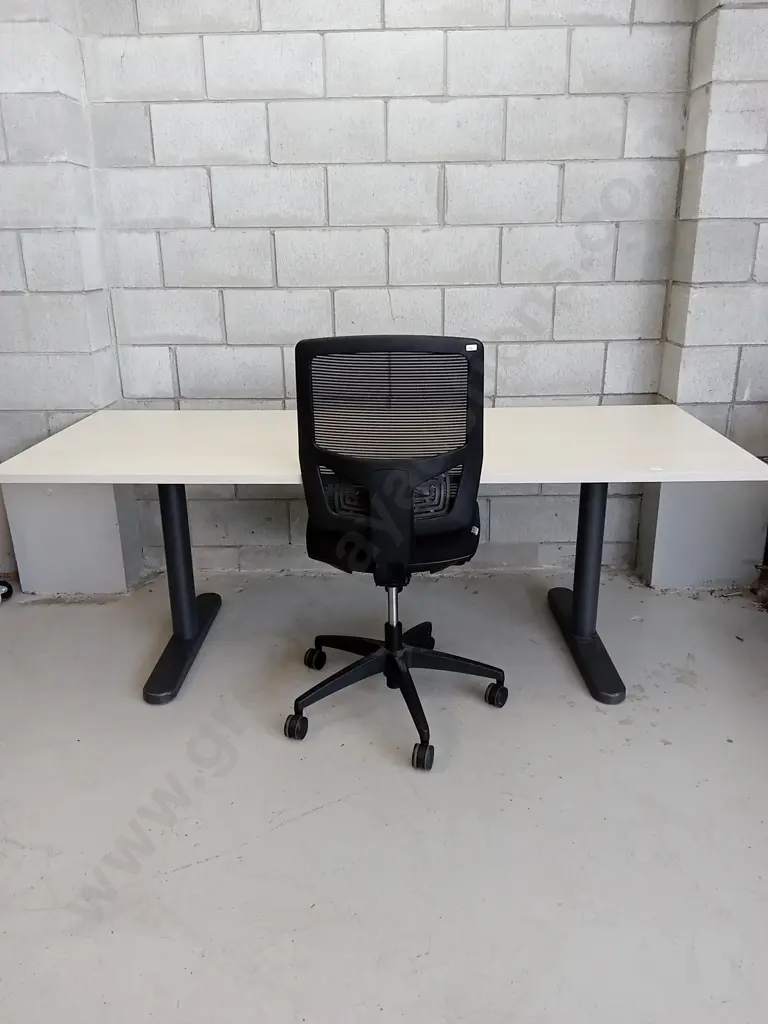 WORKSTATION SOLID STEEL LEGS, INCLUDING CHAIR, H 72CM X L 200CM X W 80CM Image 1++