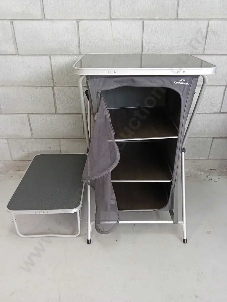 KATHMANDU FOLDABLE CAMPING PANTRY AND SMALL TABLE, H 94CM W 60CM X D 52CM Image 1++