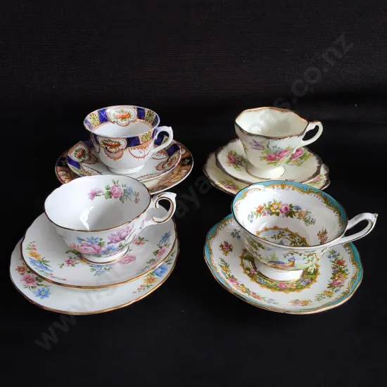 4 VINTAGE TEA CUP AND SAUCERS SETS