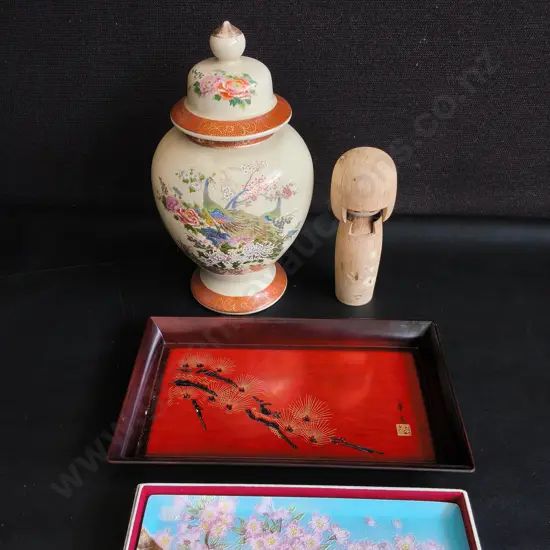 VINTAGE JAPANESE DECOR, 4 PIECES, TALLEST H 30 CM