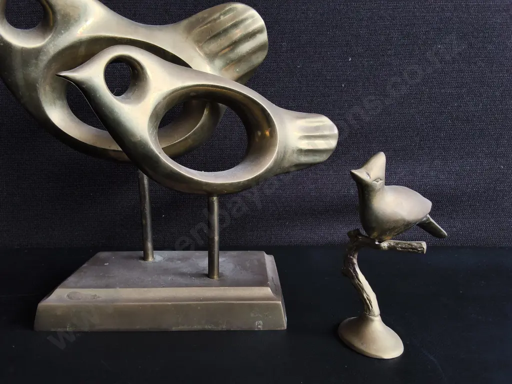 PAIR OF VINTAGE BRASS BIRD SCULPTURES, TALLEST H 26 CM Image 1++