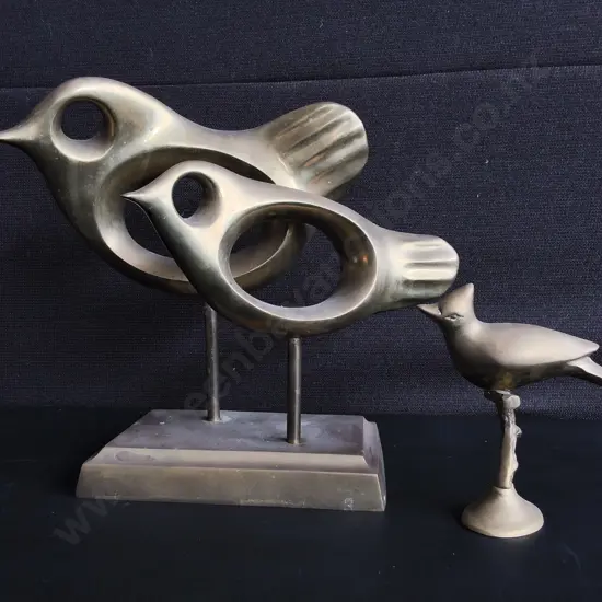 PAIR OF VINTAGE BRASS BIRD SCULPTURES, TALLEST H 26 CM